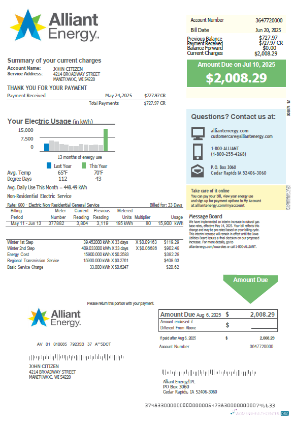 download Australia Alinta Energy utility bill template in Word and PDF formats, version 3 PDF template